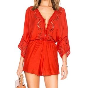Amuse Society Babe Alert Medium Red/Coral Romper